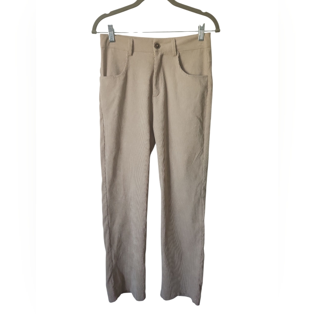 ROMWE Women's Tan High Rise Lightweight Flare Bootcut Corduroy Pants Size S/4